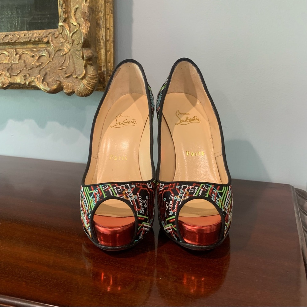 Christian Louboutin Multicolor Circuit Board Peep-Toe Pumps - Picture 2 of 8